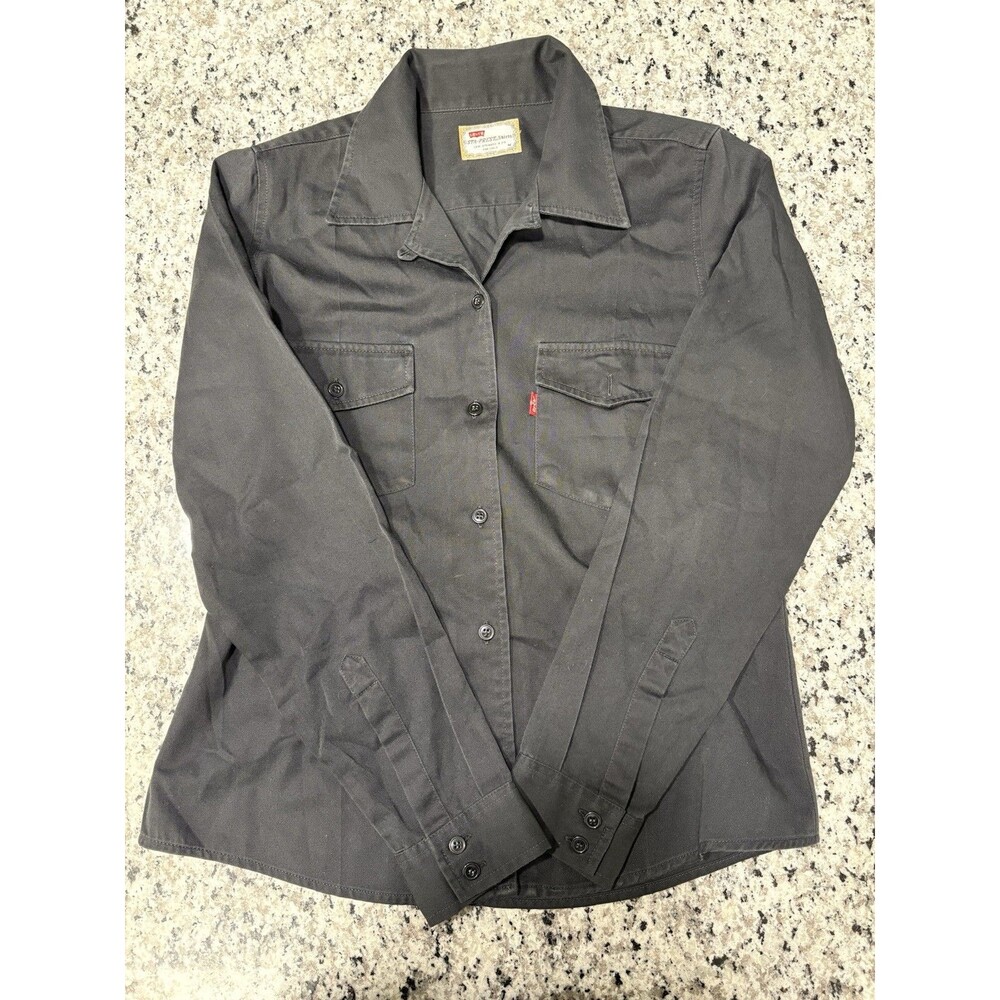 Vintage Levis Sta Prest Orange Tab Shirt Gray Long Sleeve Girls M Fits Womens S